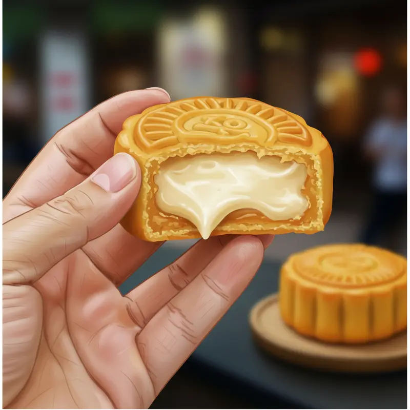 Bánh trung thu nhân phô mai với lớp nhân béo mịn hấp dẫn.