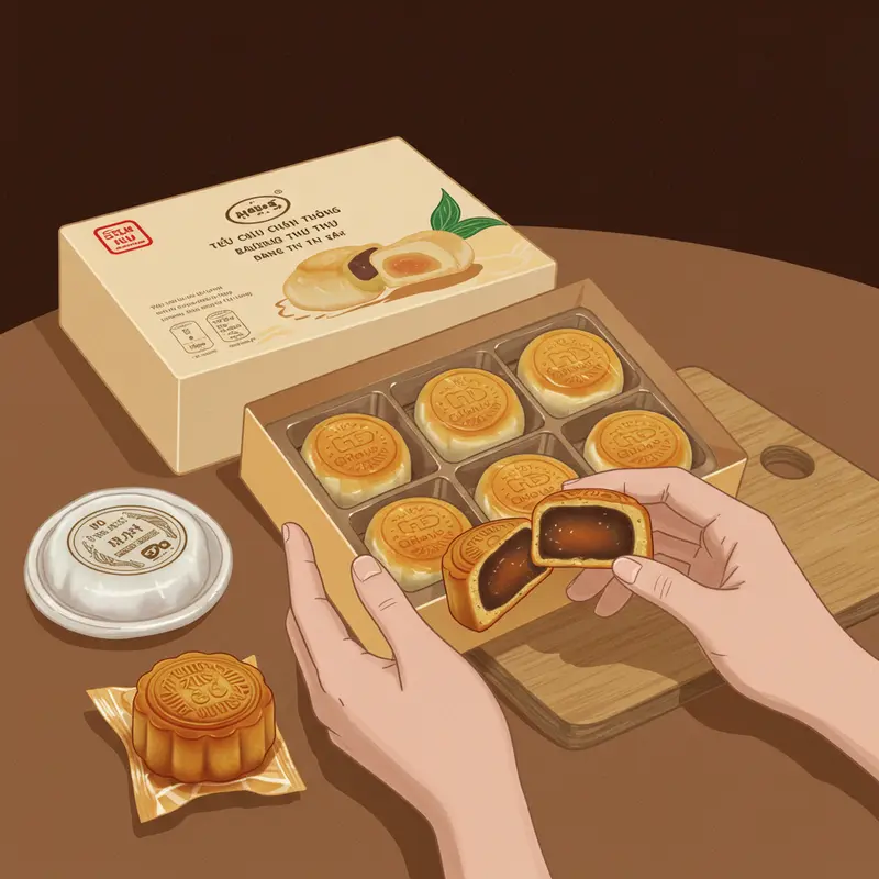 Hộp bánh trung thu mochi đa dạng màu sắc và hương vị hiện đại.
