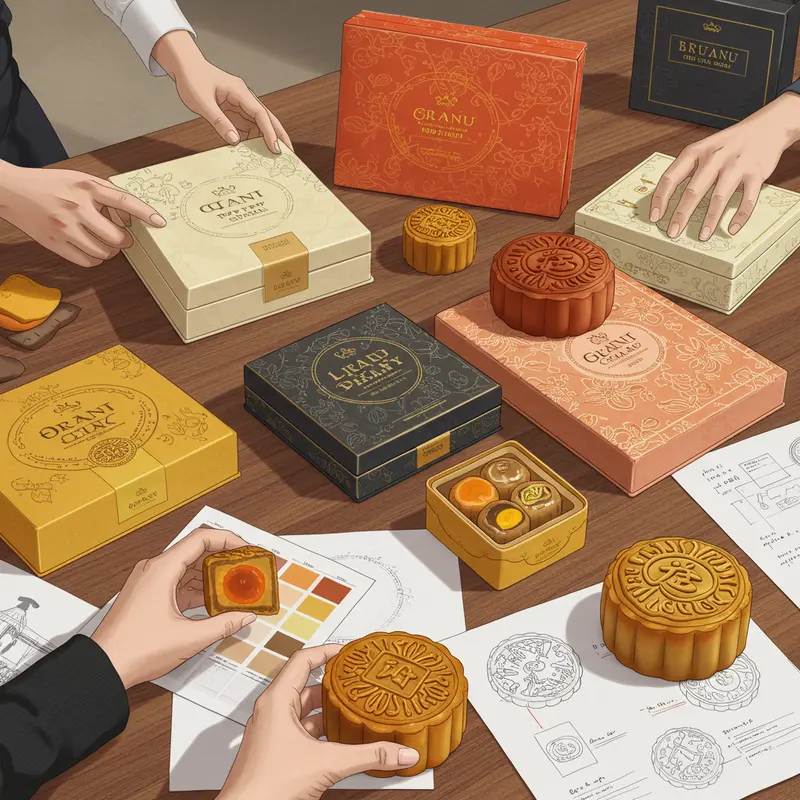 Hộp bánh Trung Thu được thiết kế cá nhân sáng tạo, mang dấu ấn riêng.