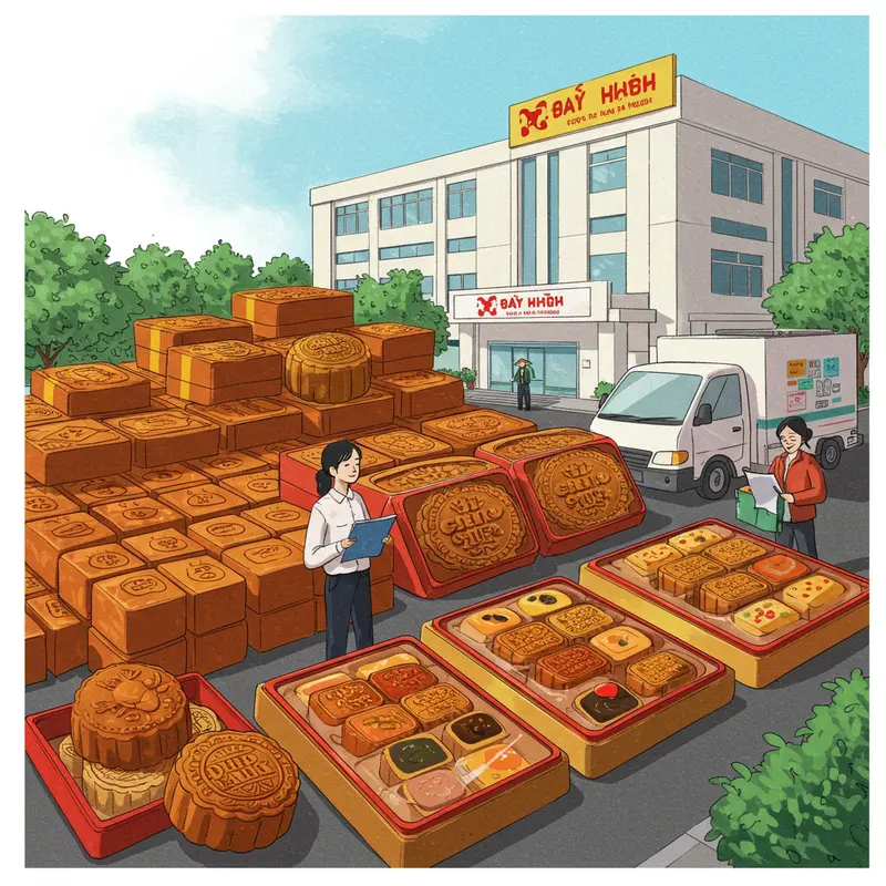 Không khí trao tặng bánh Trung thu ấm áp trong doanh nghiệp.