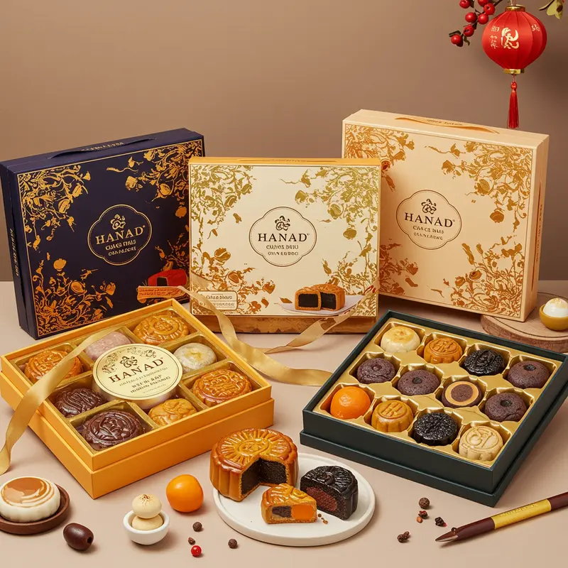 Bánh trung thu lava với nhân tan chảy và hộp quà sang trọng