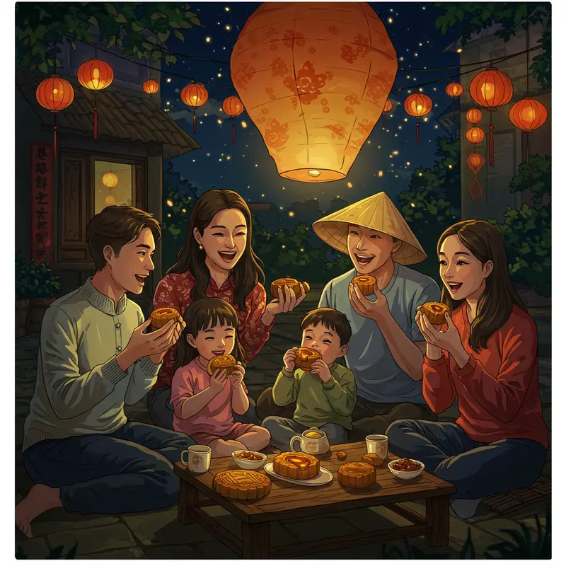 Bánh Trung Thu truyền thống và hiện đại hòa quyện trên bàn tiệc rực rỡ.