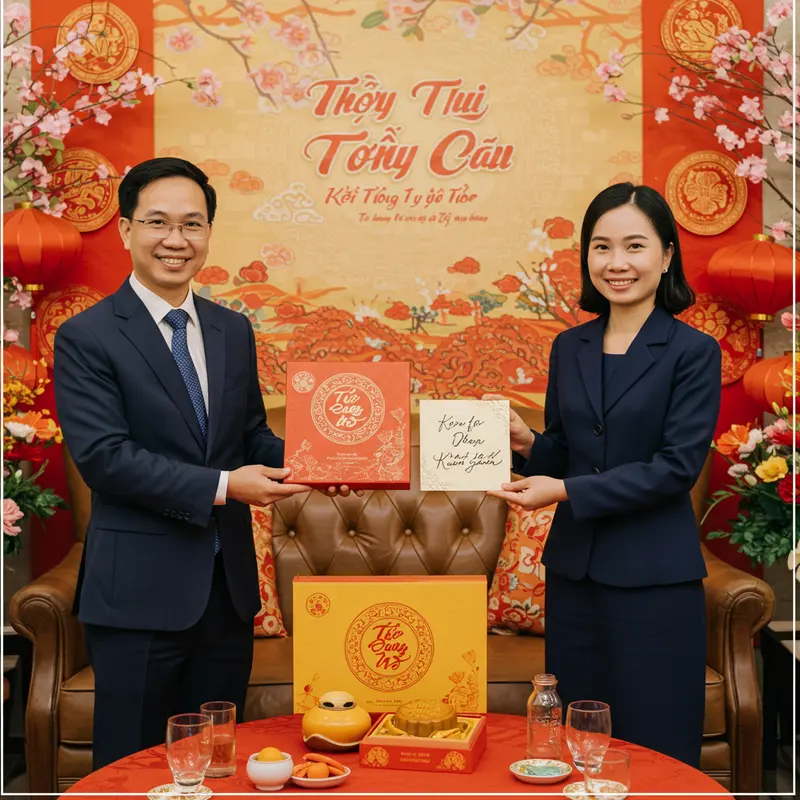 Hộp bánh trung thu cao cấp dùng làm quà tặng doanh nghiệp.