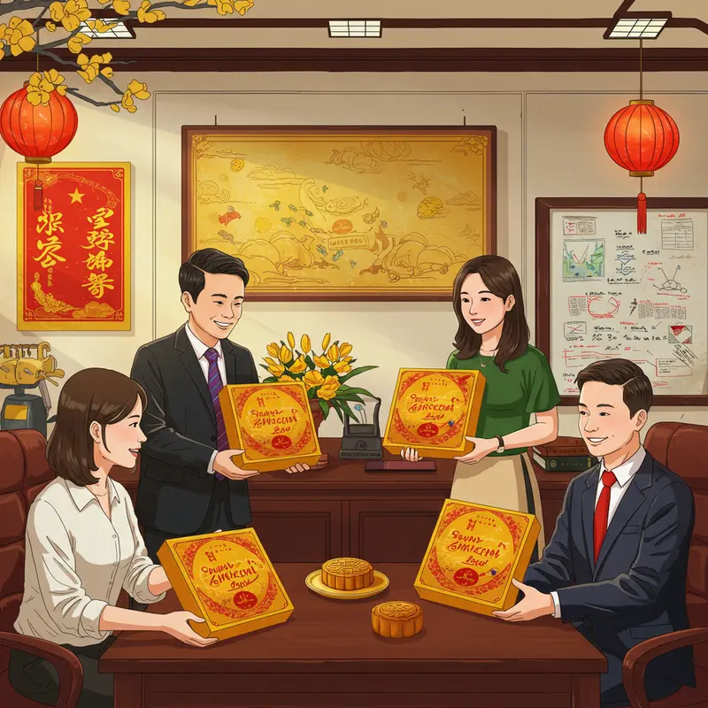 Bánh trung thu 200g đóng hộp sang trọng dành cho quà tặng doanh nghiệp.