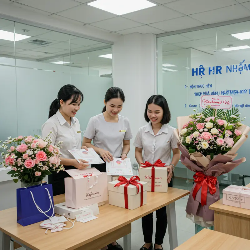 Nhân viên mới được đồng nghiệp chào đón cùng món quà ý nghĩa.