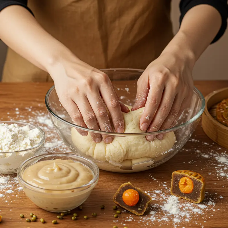 Nguyên liệu chính làm bánh trung thu mini nướng được sắp xếp gọn gàng.