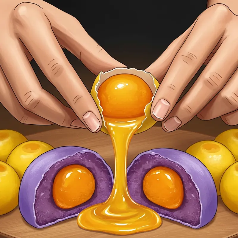 Giao thoa giữa truyền thống và hiện đại trong bánh Trung Thu mochi khoai môn trứng muối.