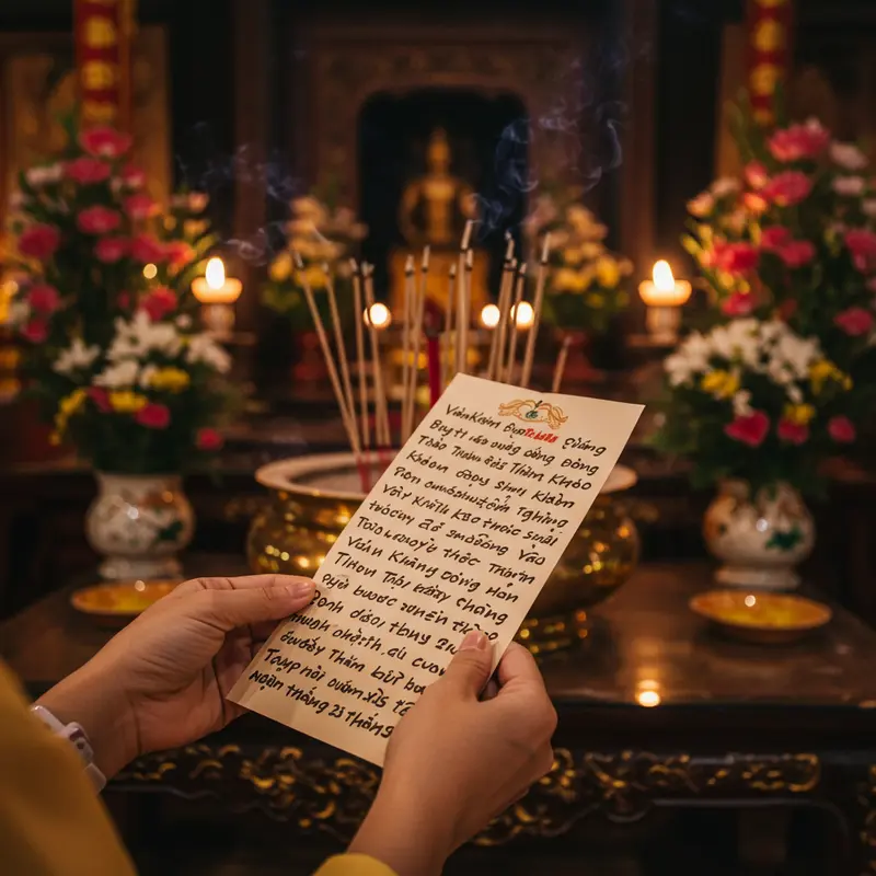 Mâm cúng và bàn thờ Ông Công Ông Táo trang trọng trong bếp Việt Nam.