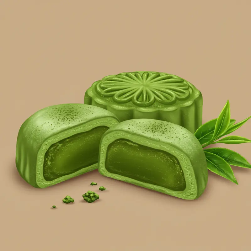 Bánh trung thu truyền thống bên cạnh bánh mochi trà xanh hiện đại.