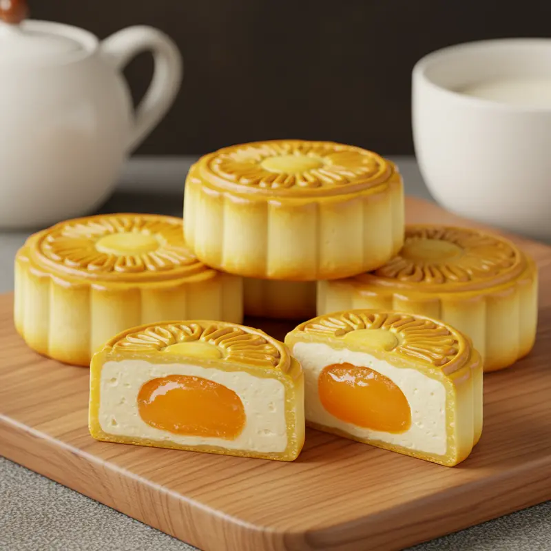 Bánh trung thu truyền thống: vỏ nướng và vỏ dẻo tinh tế.
