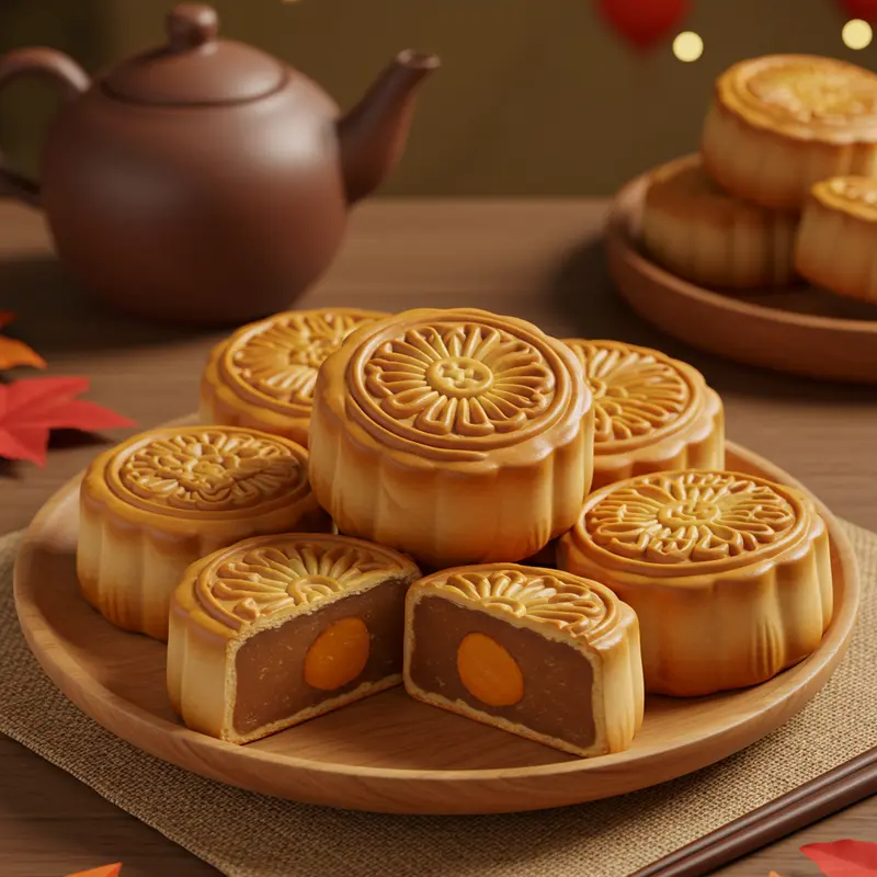 Bánh trung thu truyền thống: vỏ nướng và vỏ dẻo tinh tế.