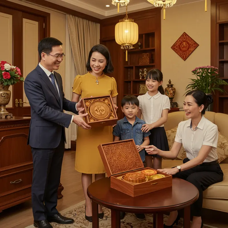 Nguồn gốc và giá trị văn hóa của hộp bánh trung thu gỗ.