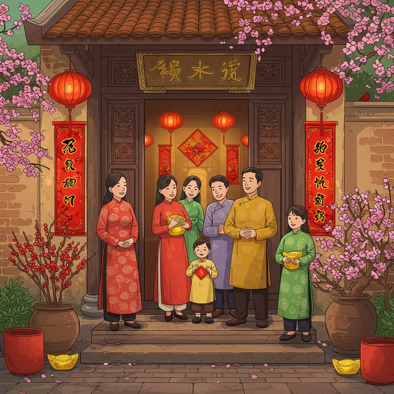 Tinh thần sum họp và nồng ấm khi đón người xông đất đầu năm.