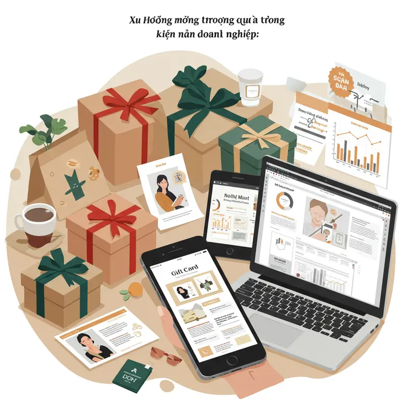 Mọi người cùng tụ họp trao quà trong không khí cuối năm ấm áp tại doanh nghiệp.