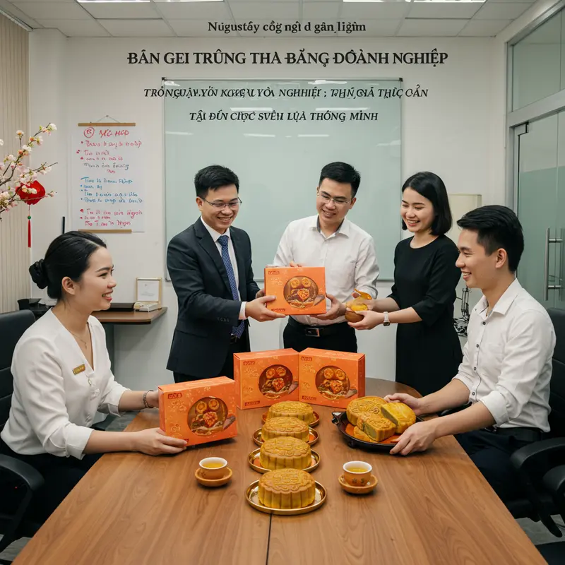Không khí trao tặng bánh Trung thu ấm áp trong doanh nghiệp.