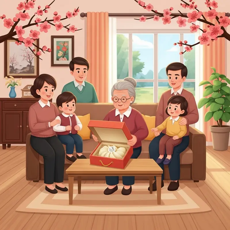 Hộp quà yến sào vị trí trung tâm giữa không gian Tết truyền thống sang trọng.