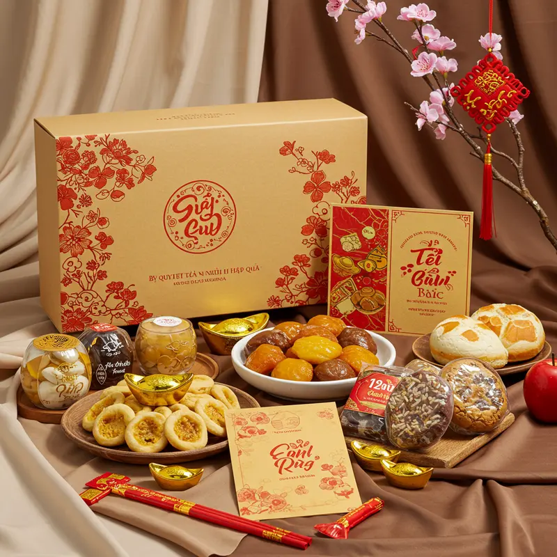 Hộp quà Tết sang trọng là biểu tượng của sự gắn kết doanh nghiệp.