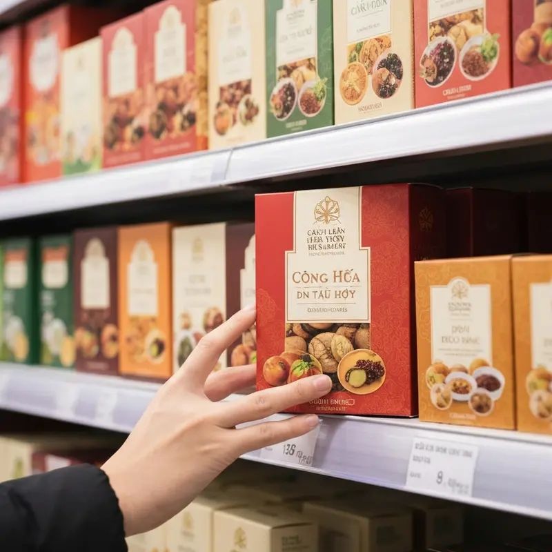 Hộp quà Tết healthy với các sản phẩm dinh dưỡng, tự nhiên.