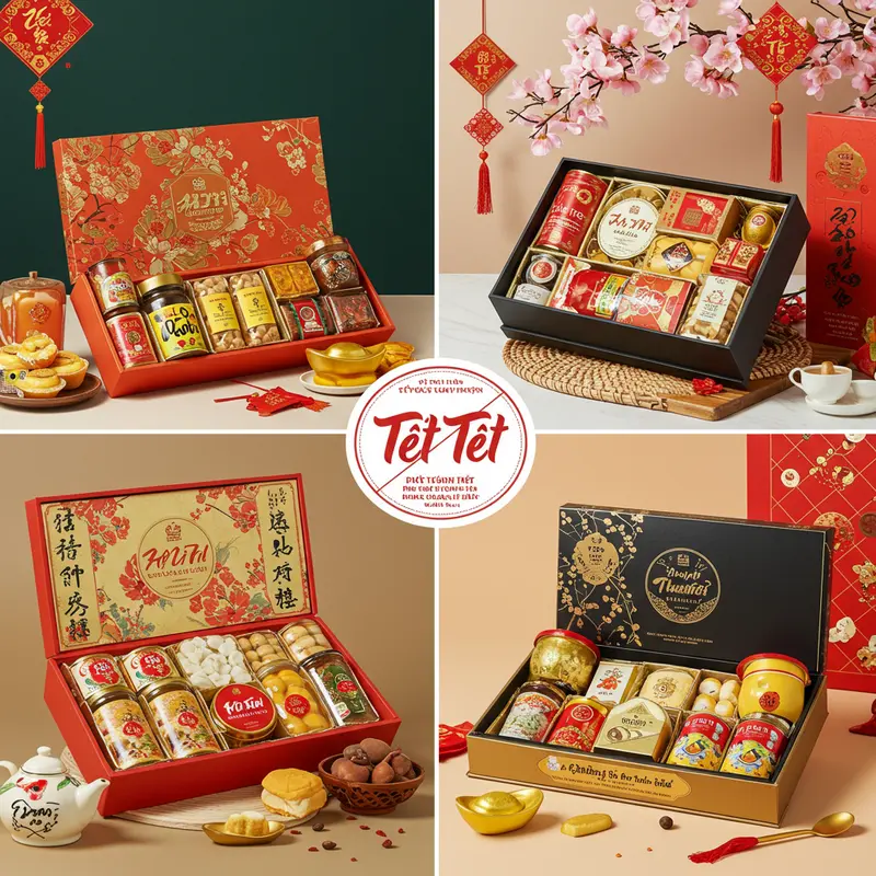 Hộp quà Tết sang trọng thể hiện giá trị tinh thần và gắn kết.