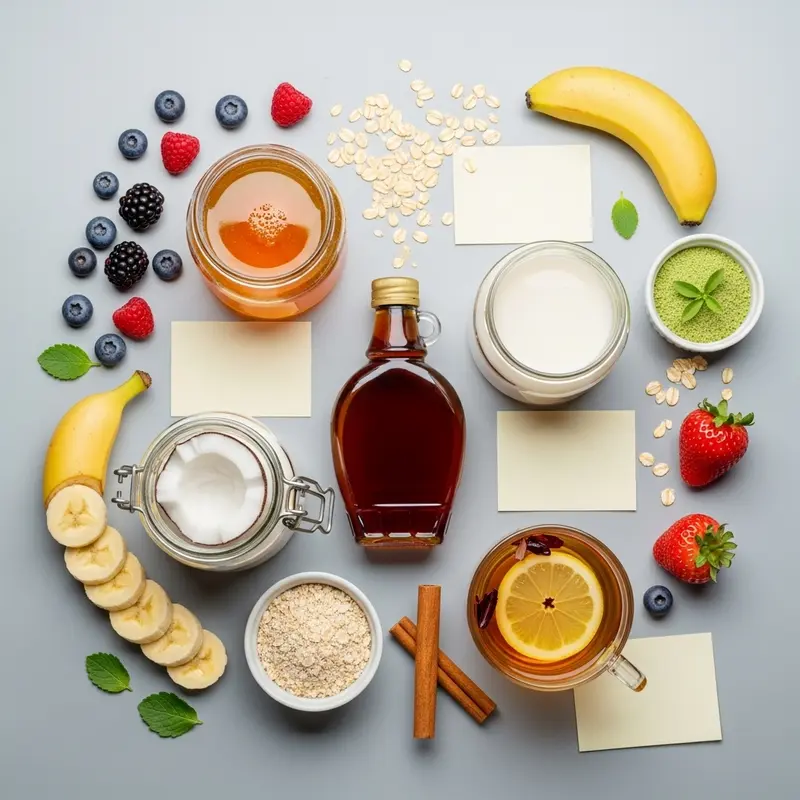 Ba lọ thể hiện mật ong, mật hoa dừa và siro cây phong nguyên chất.