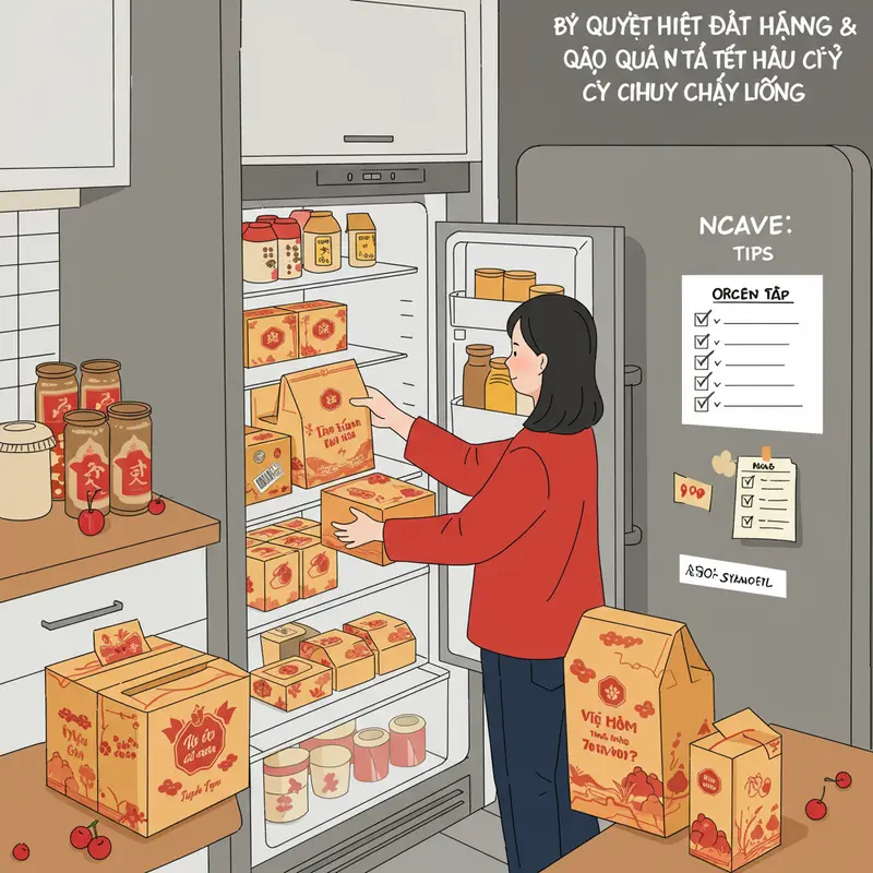 Hộp quà Tết hữu cơ được trưng bày trang trọng trong không gian sum vầy.