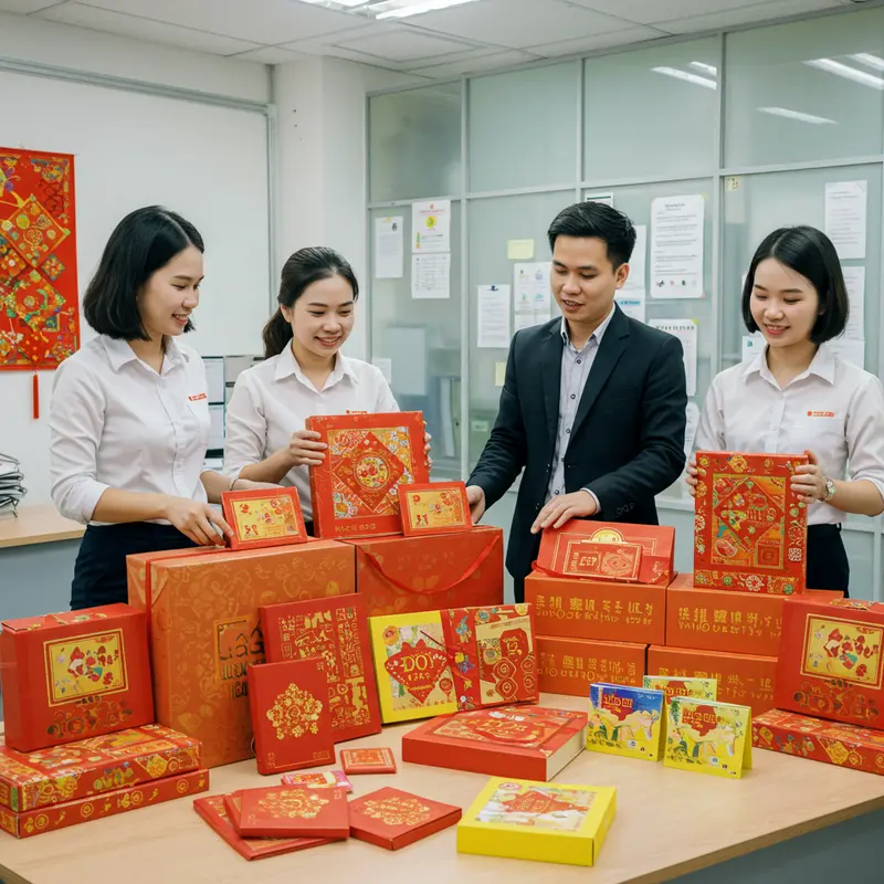 Bộ hộp quà Tết doanh nghiệp sang trọng, phù hợp nhiều đối tượng.