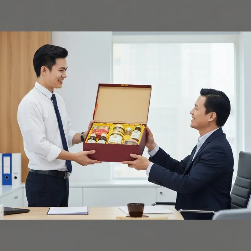 Hộp quà Tết truyền thống với thực phẩm tốt cho sức khỏe.