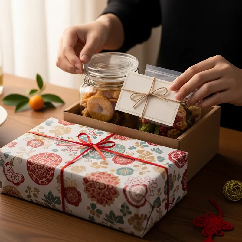 Gia đình sum vầy bên hộp quà Tết healthy tự làm tại nhà.