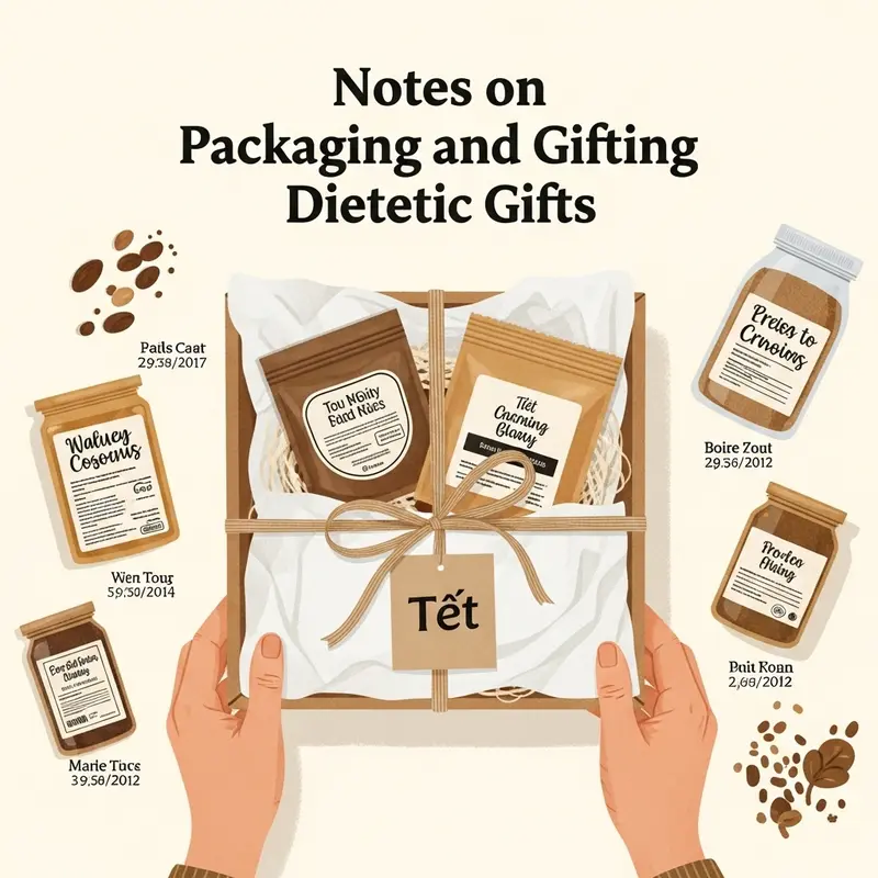 Hộp quà Tết healthy nổi bật giữa bàn tiệc sum vầy.