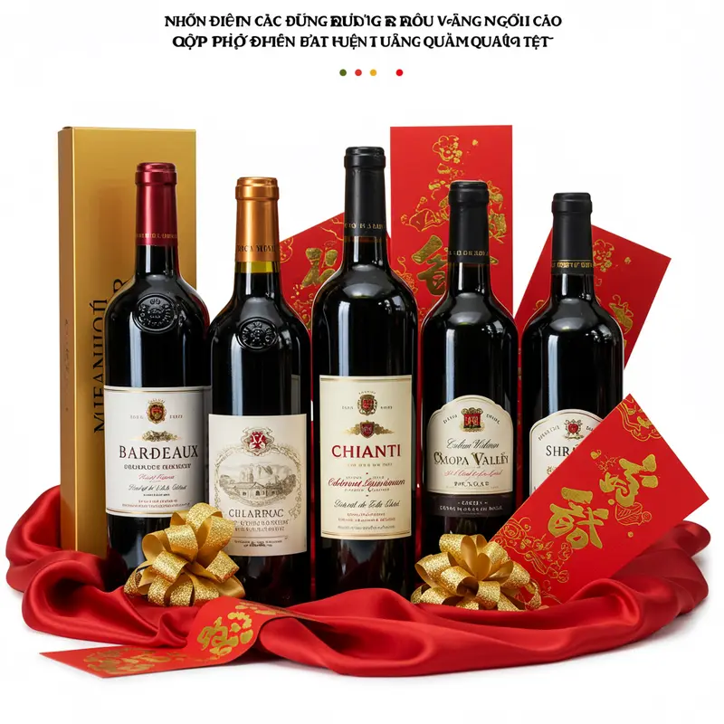 Không khí sum vầy ngày Tết với rượu vang ngoại là tâm điểm quà tặng.