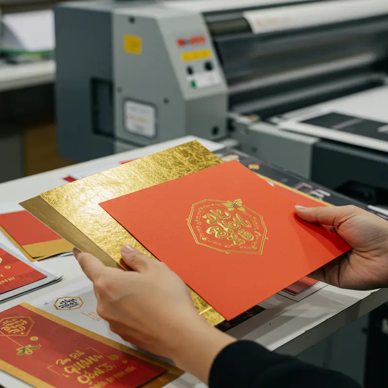 Hộp quà Tết doanh nghiệp cá nhân hóa với logo và thông điệp thiết kế riêng.