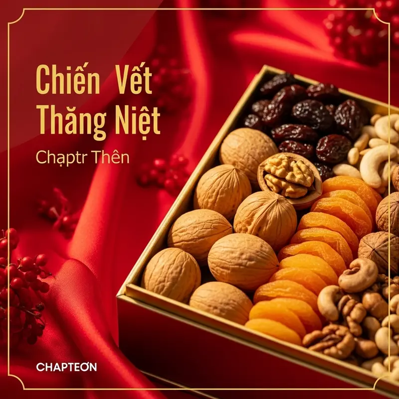 Hình ảnh hộp quà Tết cao cấp với hạt óc chó là điểm nhấn nổi bật.