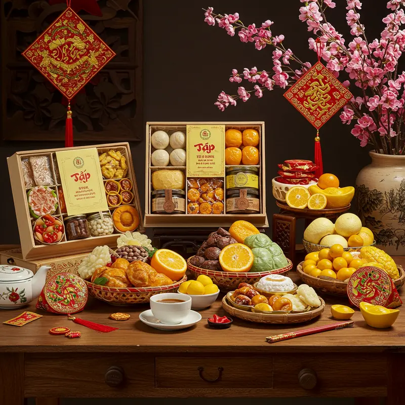 Hộp quà Tết hữu cơ sang trọng và gần gũi với thiên nhiên.