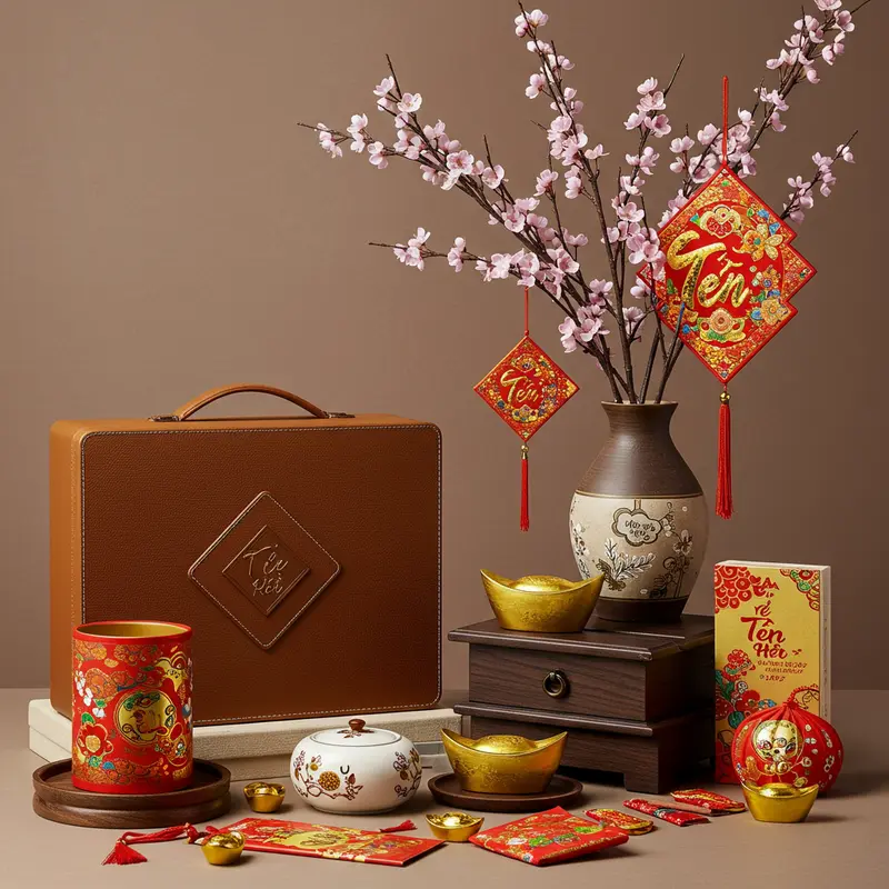 Các chất liệu hộp quà Tết tạo nên ấn tượng và truyền tải thông điệp sang trọng.