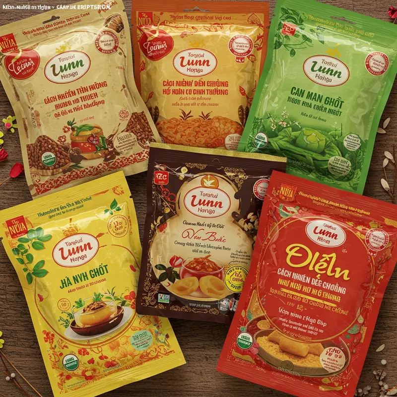 Các dấu chứng nhận hữu cơ nổi bật trên sản phẩm quà Tết.