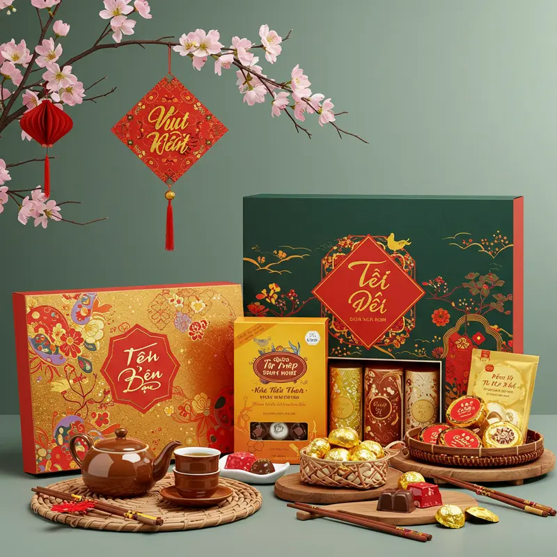 Không khí trao quà Tết ấm áp tại doanh nghiệp Việt Nam với quà truyền thống lẫn nhập khẩu.