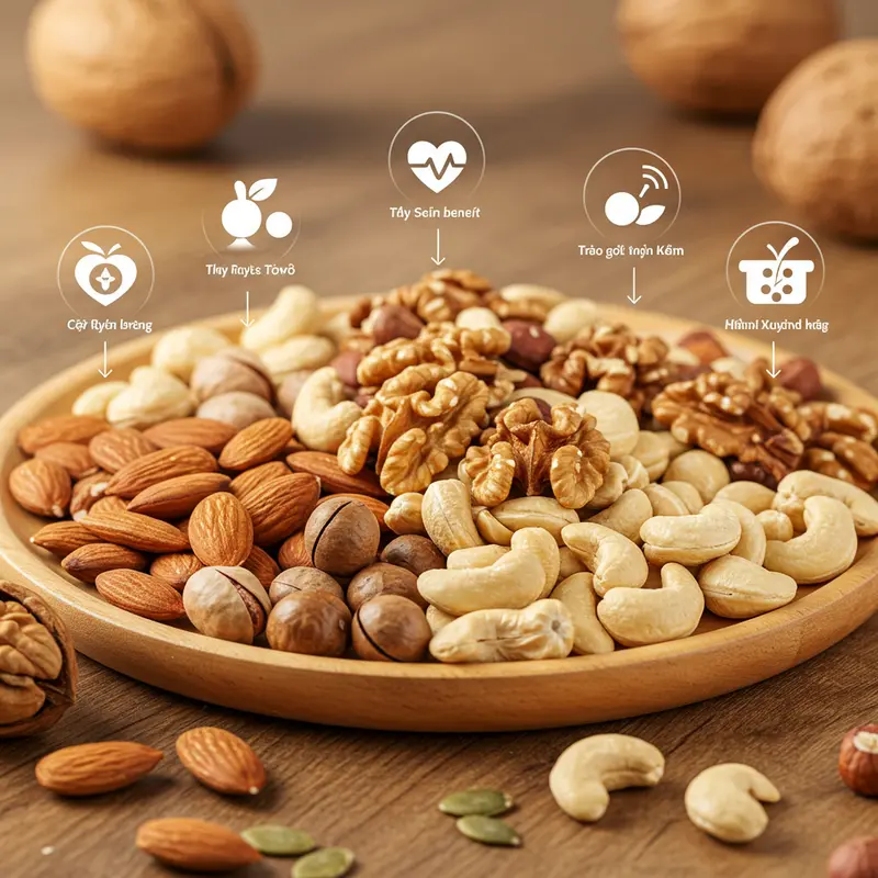 Bộ quà Tết hạt dinh dưỡng cao cấp với thiết kế sang trọng, hút mắt, chứa nhiều loại hạt bổ dưỡng.