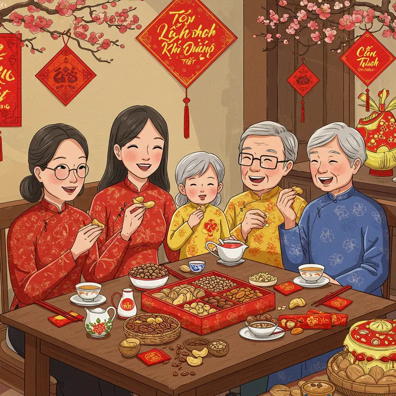 Hộp quà Tết sang trọng với các loại hạt cao cấp tươi ngon.