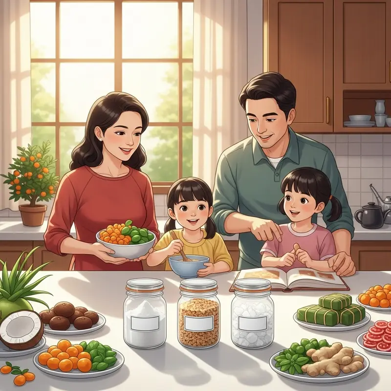 Mứt Tết truyền thống phủ đường tinh luyện trên bàn tiệc ngày xuân.