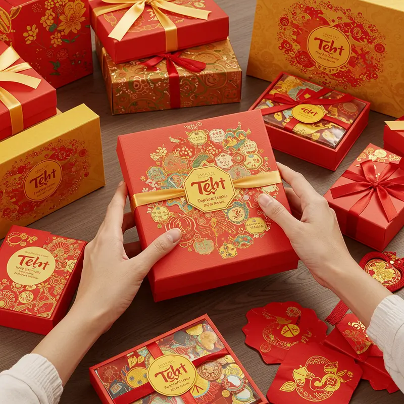 Hộp quà Tết cao cấp trình bày sang trọng, tạo ấn tượng đẳng cấp.