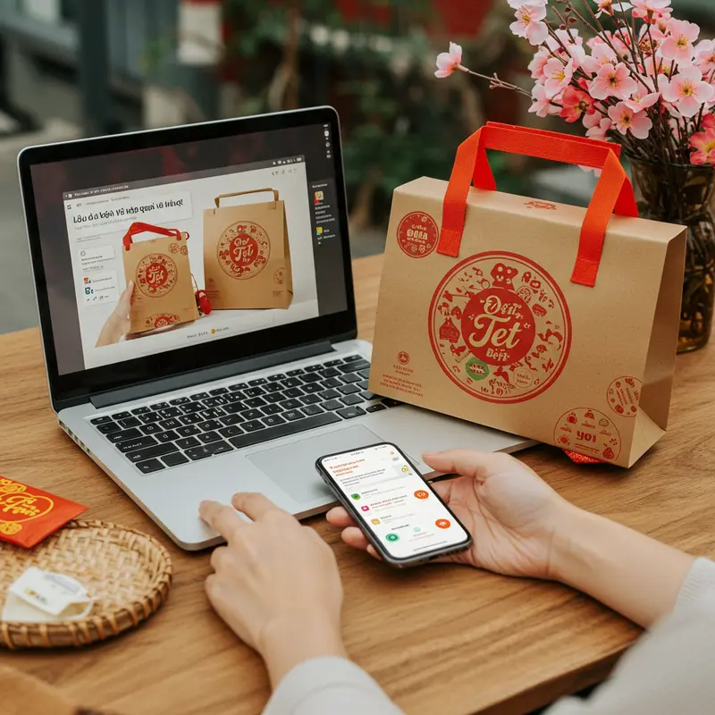 Hộp quà Tết hữu cơ với các thực phẩm tự nhiên, an toàn cho sức khỏe.