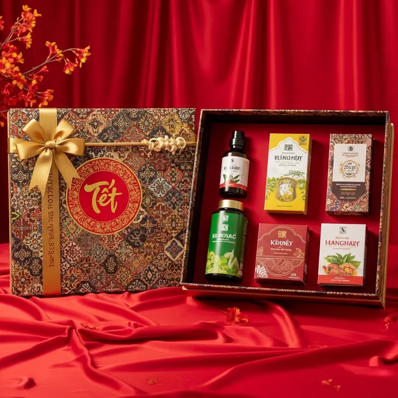 Bố mẹ hạnh phúc khi nhận hộp quà Tết sức khỏe từ con cháu.