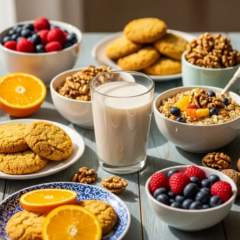 Hình ảnh hộp quà Tết cao cấp với hạt óc chó là điểm nhấn nổi bật.