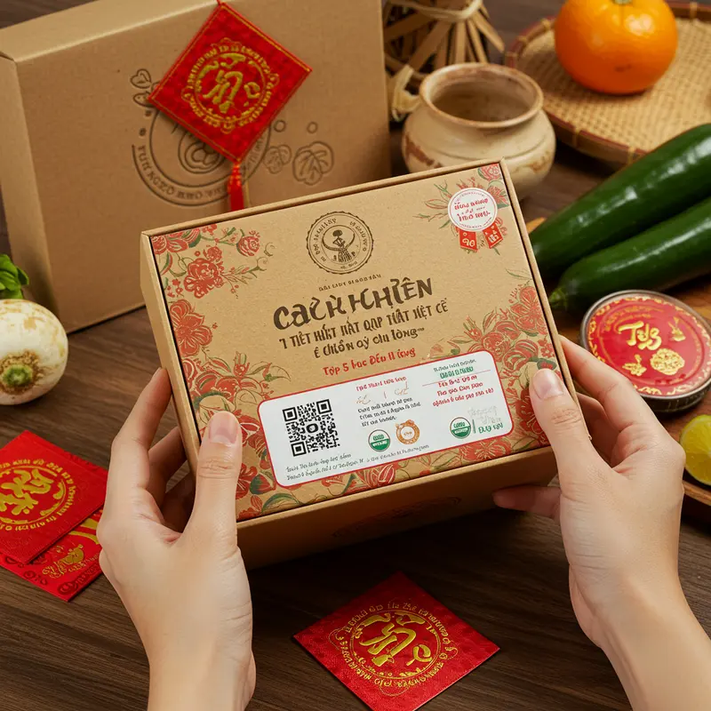 Hộp quà Tết hữu cơ với các thực phẩm tự nhiên, an toàn cho sức khỏe.