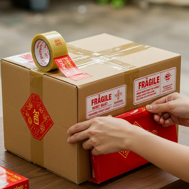 Chọn vật liệu đóng gói chắc chắn giúp bảo vệ hộp quà Tết vượt trội.