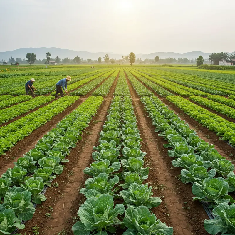 Hình ảnh tem chứng nhận hữu cơ USDA trên rau củ quả tươi.