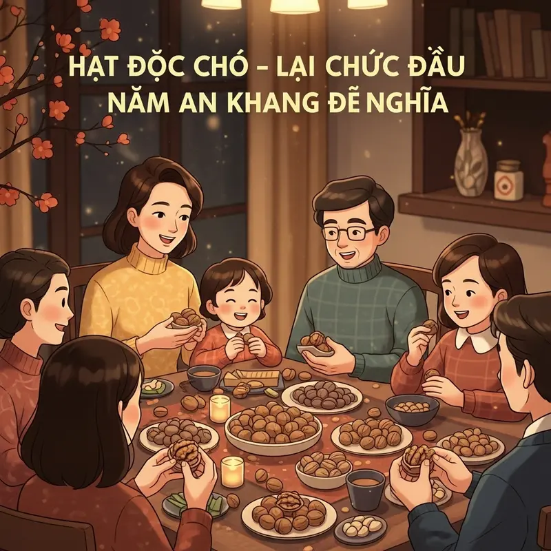 Hình ảnh hộp quà Tết cao cấp với hạt óc chó là điểm nhấn nổi bật.