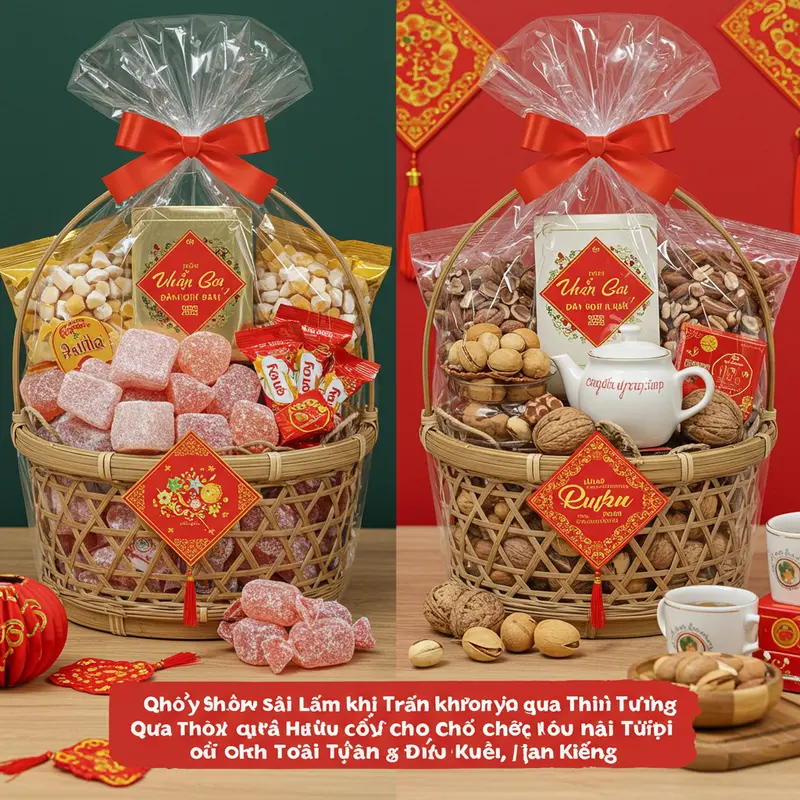 Giỏ quà Tết hữu cơ bày trí sang trọng với các sản phẩm tự nhiên, giàu dinh dưỡng.