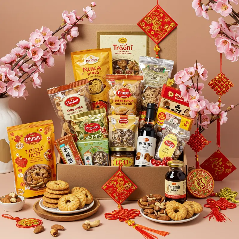 Các hộp quà Tết thiết kế tinh tế, chú trọng yếu tố thẩm mỹ và thông điệp doanh nghiệp.