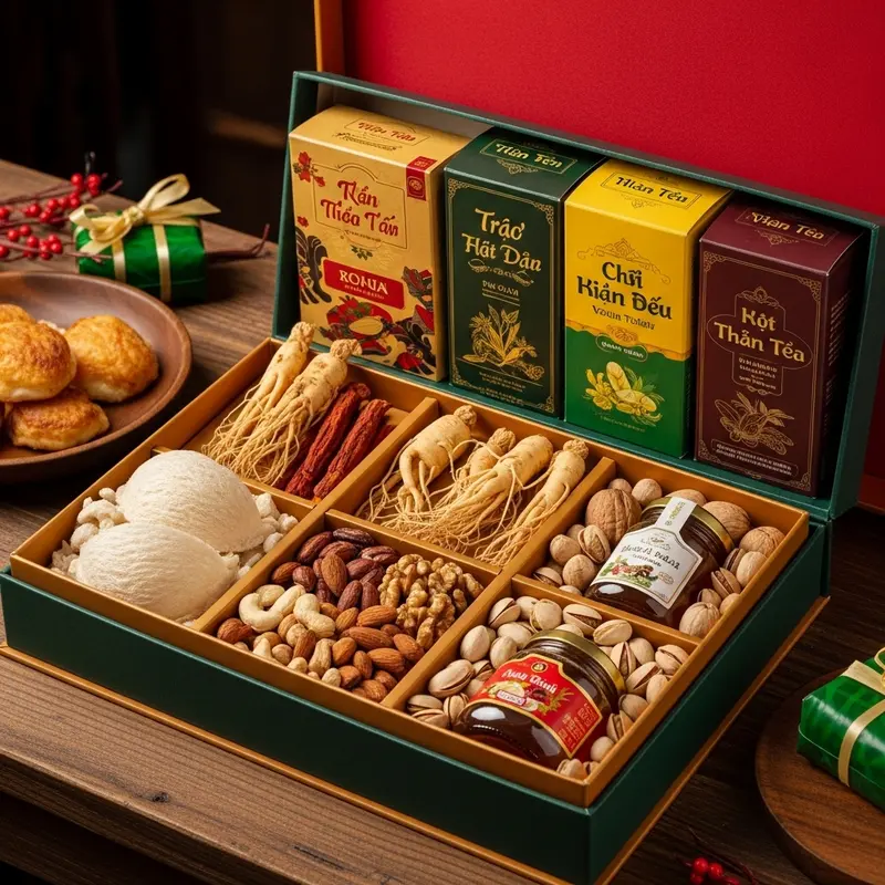 Bố mẹ hạnh phúc khi nhận hộp quà Tết sức khỏe từ con cháu.